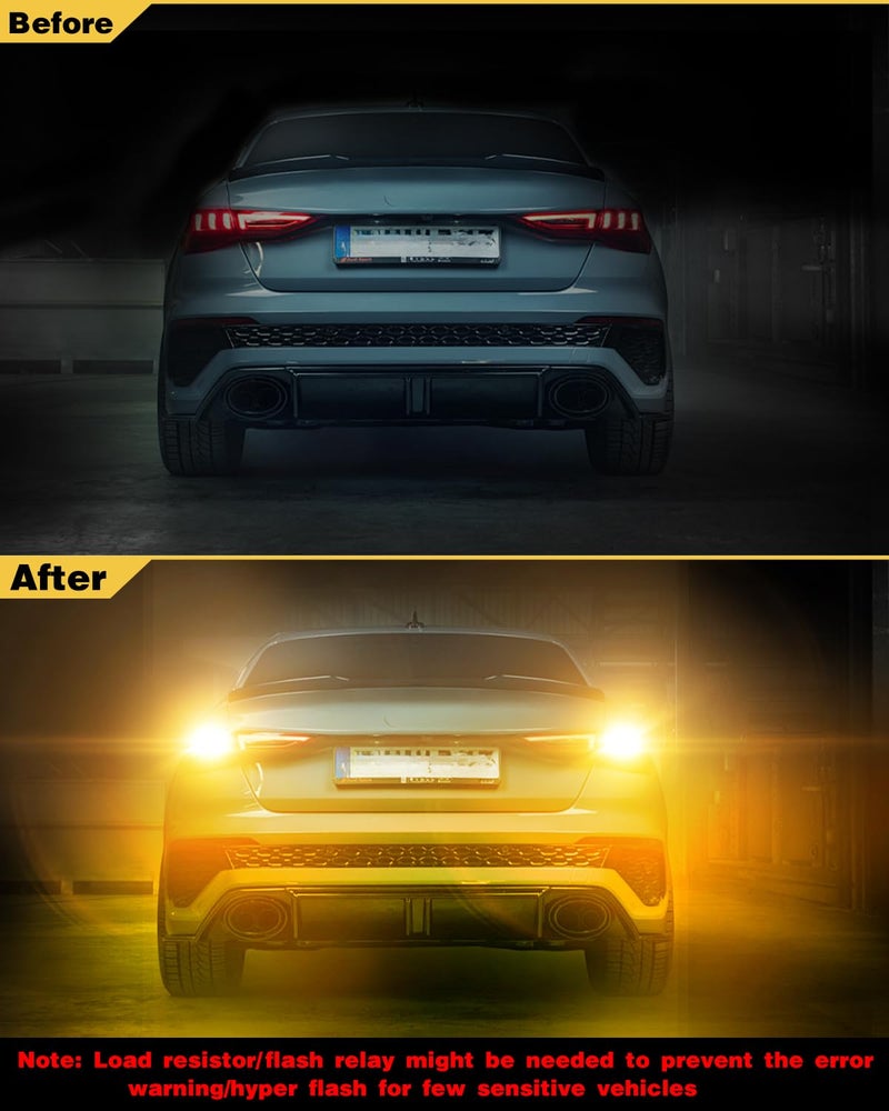 LUYED 3157 LED Bulb Amber Yellow 1800 Lumens Super Bright 3056 3156 3057 4157 LED Bulbs with Projector for Turn Signal Tail Brake Blinker Parking Lights,Pack of 2 - Image 2