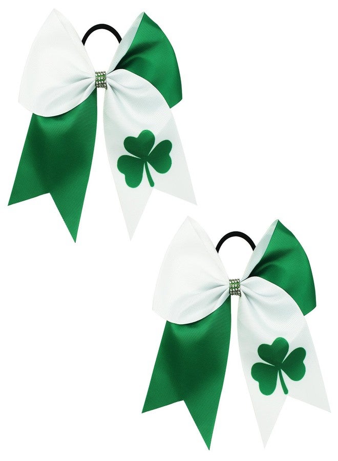 LINYUEARUI St. Patrick's Day Bows Hair Clips Large Cheer Bows Hair Barrettes with Rhinestone Green Shamrock Bowknot Hair Pins Saint Patricks Day Hair Accessories for Women Girls Irish Party Supplies - Image 1