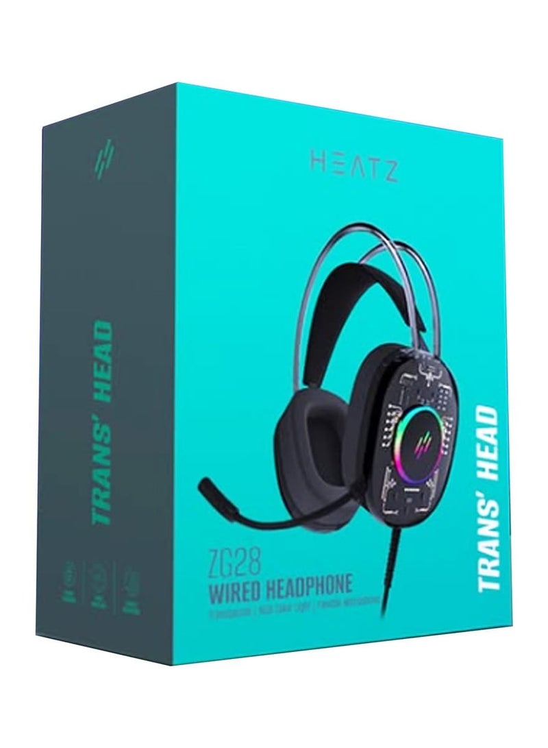 هيتز سماعة ألعاب بإضاءة RGB، ميكروفون مانع للضوضاء، ميكروفون مرن، منافذ USB و3.5 ملم أوكس - Image 2