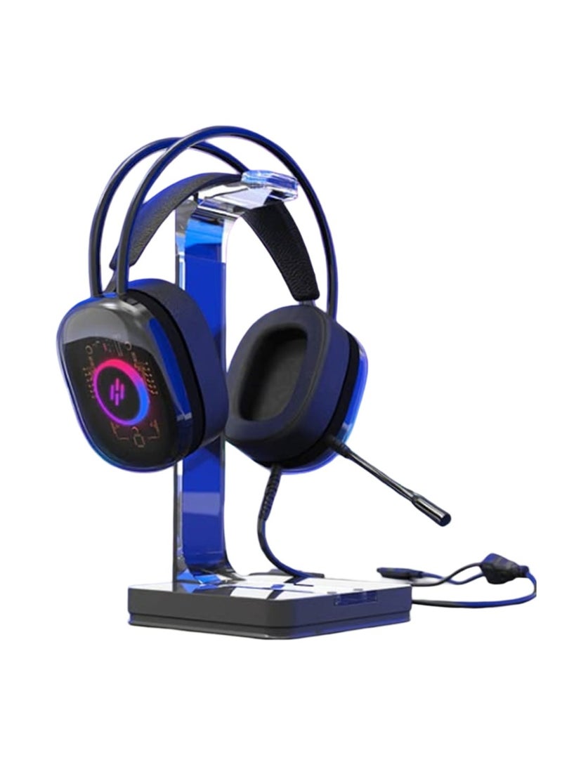 هيتز سماعة ألعاب بإضاءة RGB، ميكروفون مانع للضوضاء، ميكروفون مرن، منافذ USB و3.5 ملم أوكس - Image 1