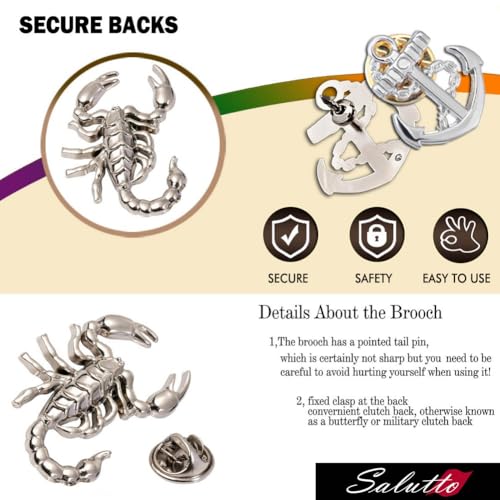 Salutto Boutonniere Suit Lapel Stick Brooch Pin Scorpion - Image 4