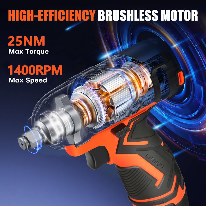BIHOO 12V Drill Driver Set Cordless Drill With Battery And Charger Led Tools Kit 25+1 Torque Setting And 43Pcs Bits - Image 5
