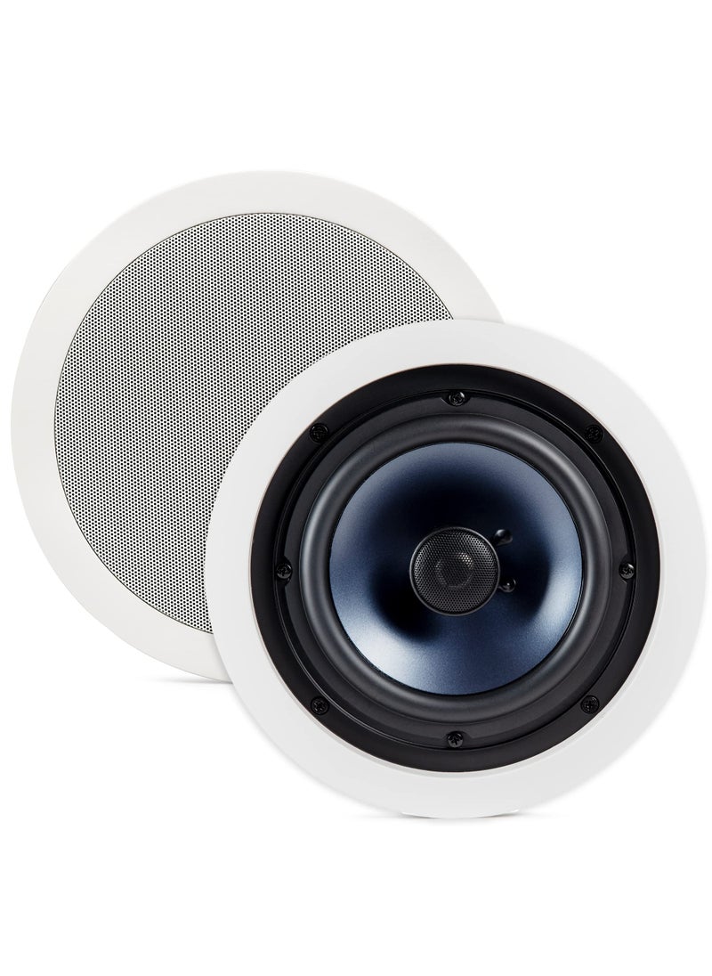 Polk Audio Polk Audio RC60i 2-Way Premium in-Ceiling 6.5" Round Speakers, Set of 2 Perfect for Damp and Humid Indoor/Outdoor Placement - Bath, Kitchen, Covered Porches (White, Paintable Grille)  - Image 1