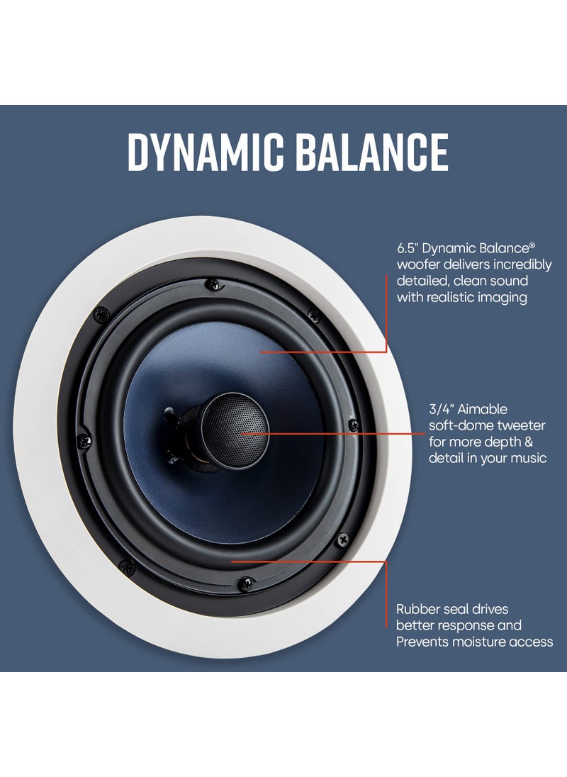 Polk Audio Polk Audio RC60i 2-Way Premium in-Ceiling 6.5" Round Speakers, Set of 2 Perfect for Damp and Humid Indoor/Outdoor Placement - Bath, Kitchen, Covered Porches (White, Paintable Grille)  - Image 2