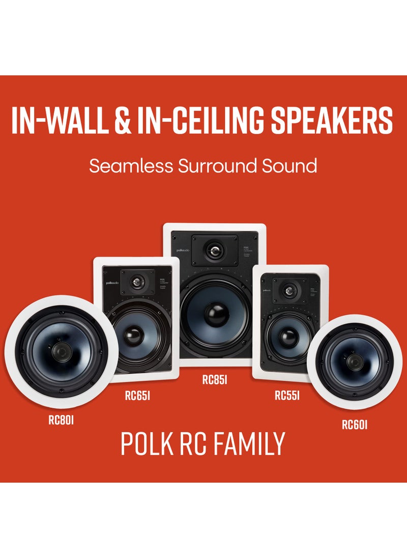 Polk Audio Polk Audio RC60i 2-Way Premium in-Ceiling 6.5" Round Speakers, Set of 2 Perfect for Damp and Humid Indoor/Outdoor Placement - Bath, Kitchen, Covered Porches (White, Paintable Grille)  - Image 4