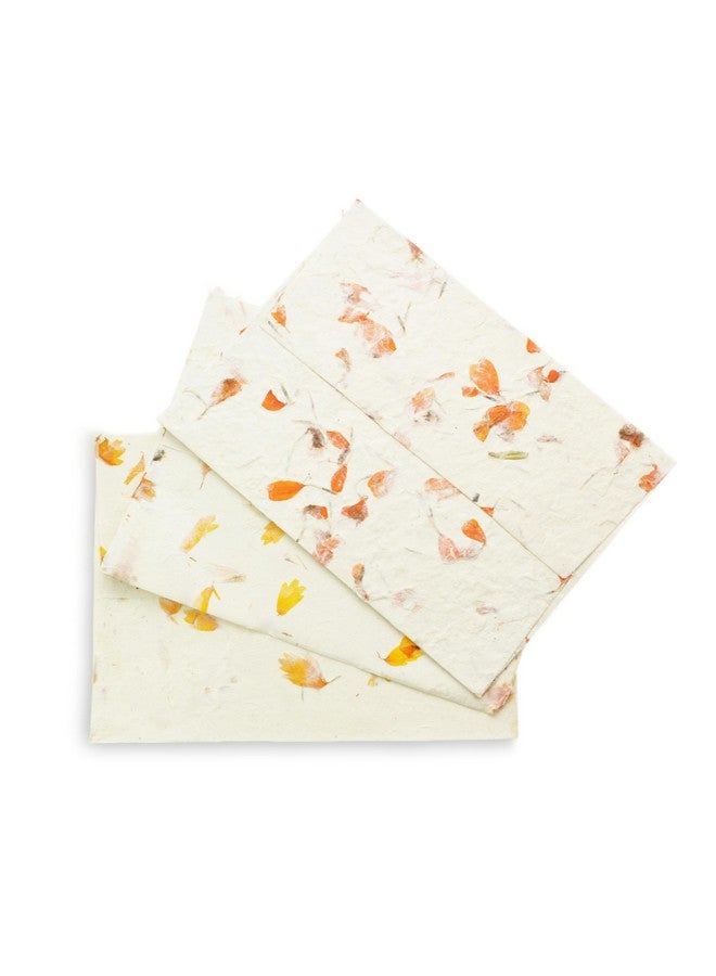 Kathmandu Valley Co. 5X7 Inch Handmade Lokta Paper Envelopes For Wedding Invitations, Announcements, Vintage Envelopes With Pressed Marigold Flower Petals. Made In Nepal. (Pack Of 25)  - Image 3
