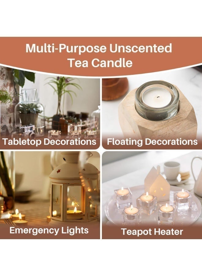 100 قطعة شموع تي لايت بيضاء بدون رائحة، شمع صويا احتراق طويل بدون دخان للديكور المنزلي والحفلات والزفاف والاستخدام الطارئ (3.8×1.5 سم) - Image 5