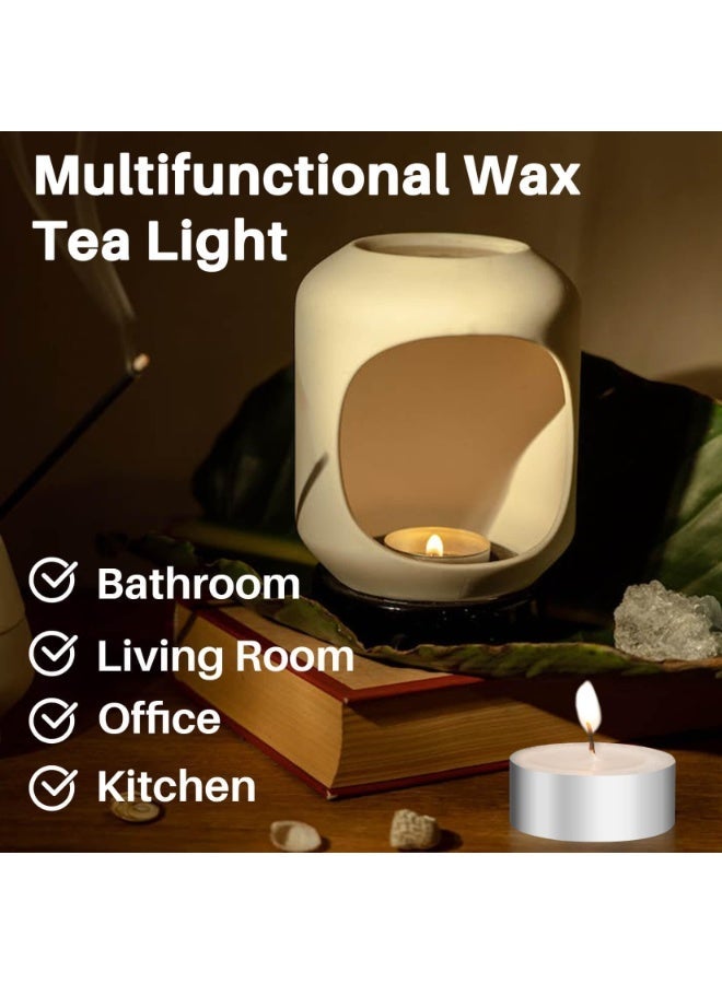 100 قطعة شموع تي لايت بيضاء بدون رائحة، شمع صويا احتراق طويل بدون دخان للديكور المنزلي والحفلات والزفاف والاستخدام الطارئ (3.8×1.5 سم) - Image 2