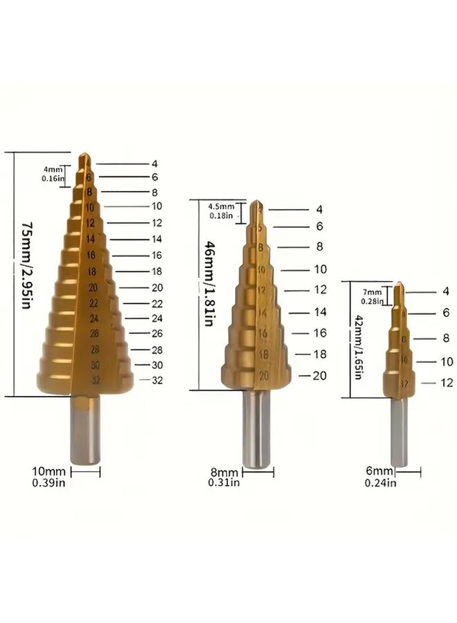 6pcs Step Drill Bit Set Multi Size Hole Cutter for Wood Metal Concrete - Image 3
