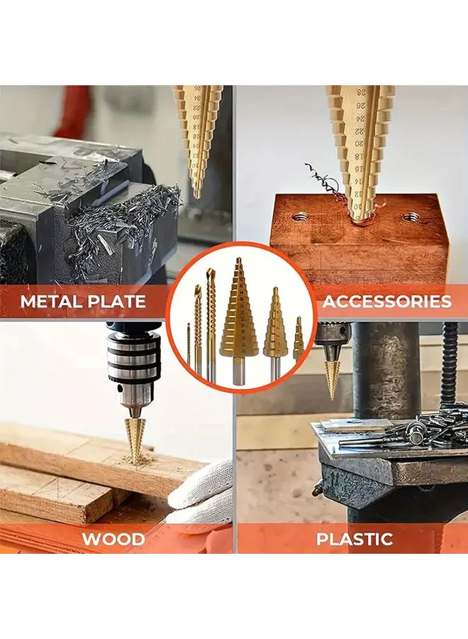 6pcs Step Drill Bit Set Multi Size Hole Cutter for Wood Metal Concrete - Image 5