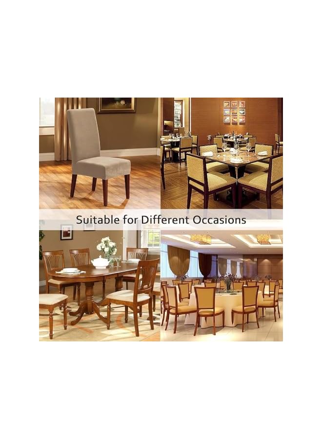 The Bros Dining Chair Covers Set of 6 Waterproof Stretchable Protector Seat Slipcovers Soft Jacquard with Skirt Removable and Washable Fit for Dinning Room, Old Chair, Wedding Ceremony,Brown - Image 5