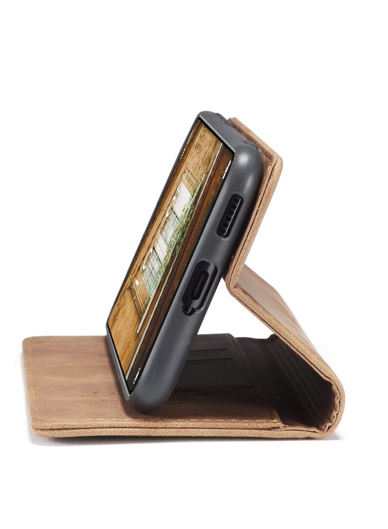 CaseMe Phone Case Luxury PU Leather Design 013 Flip Cover Card Slot Holder Cover ForMI 11T/ MI 11T Pro (Coffe) - Image 3