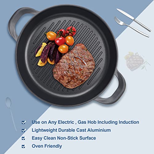Vinchef Nonstick Grill Pan for Stove tops | 13.0" Skillet, Indoor Induction Cast-aluminum Grill Pan with Lid and Anti-Scalding Tools, GRANITEC Nonstick Coating, Dishwasher & Oven Safe - Image 4