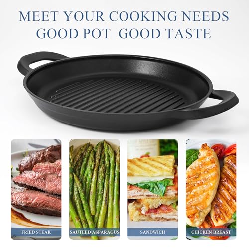 Vinchef Nonstick Grill Pan for Stove tops | 13.0" Skillet, Indoor Induction Cast-aluminum Grill Pan with Lid and Anti-Scalding Tools, GRANITEC Nonstick Coating, Dishwasher & Oven Safe - Image 2