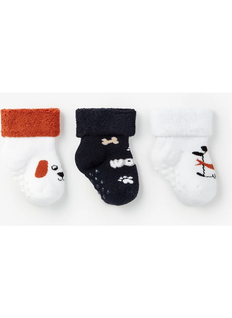 جون 3-Pack Towel Non-Slip Baby Socks