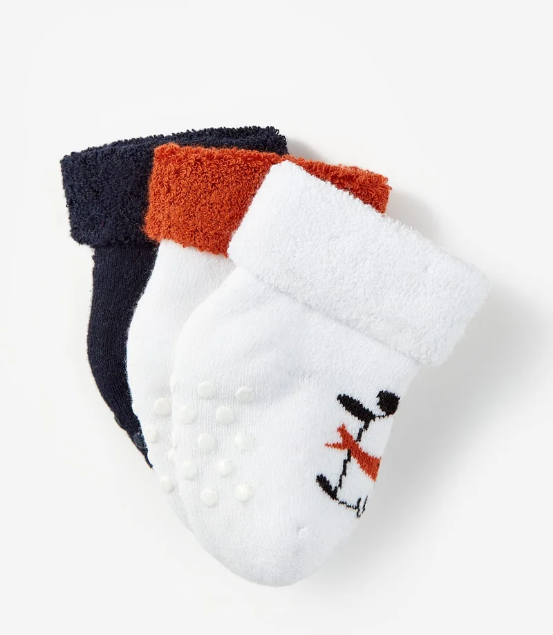 جون 3-Pack Towel Non-Slip Baby Socks