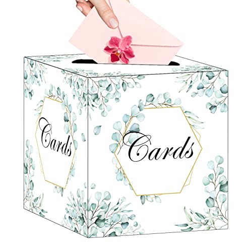 HEIPINIUYE Eucalyptus Card Box Elegant Wedding Card Box Holder Gift Card Box Money Box for Wedding Reception Baby Shower Bridal Shower Party Favor - Image 1