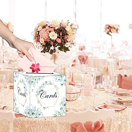 HEIPINIUYE Eucalyptus Card Box Elegant Wedding Card Box Holder Gift Card Box Money Box for Wedding Reception Baby Shower Bridal Shower Party Favor - Image 5