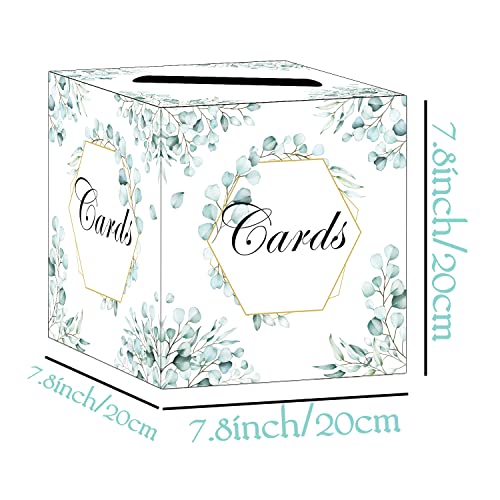 HEIPINIUYE Eucalyptus Card Box Elegant Wedding Card Box Holder Gift Card Box Money Box for Wedding Reception Baby Shower Bridal Shower Party Favor - Image 3
