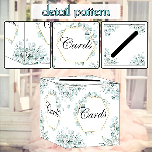 HEIPINIUYE Eucalyptus Card Box Elegant Wedding Card Box Holder Gift Card Box Money Box for Wedding Reception Baby Shower Bridal Shower Party Favor - Image 4