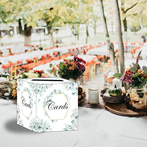 HEIPINIUYE Eucalyptus Card Box Elegant Wedding Card Box Holder Gift Card Box Money Box for Wedding Reception Baby Shower Bridal Shower Party Favor - Image 2
