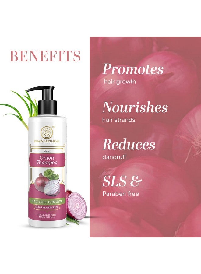 كادي نيتشورال شامبو/منظف البصل الطبيعي من Khadi | خالٍ من كبريتات لوريل الصوديوم والبارابين | تركيبة مغذية لفروة الرأس | يتحكم في قشرة الرأس وتساقط الشعر | خالٍ من البارابين | مناسب لجميع أنواع الشعر | 650 مل - Image 2