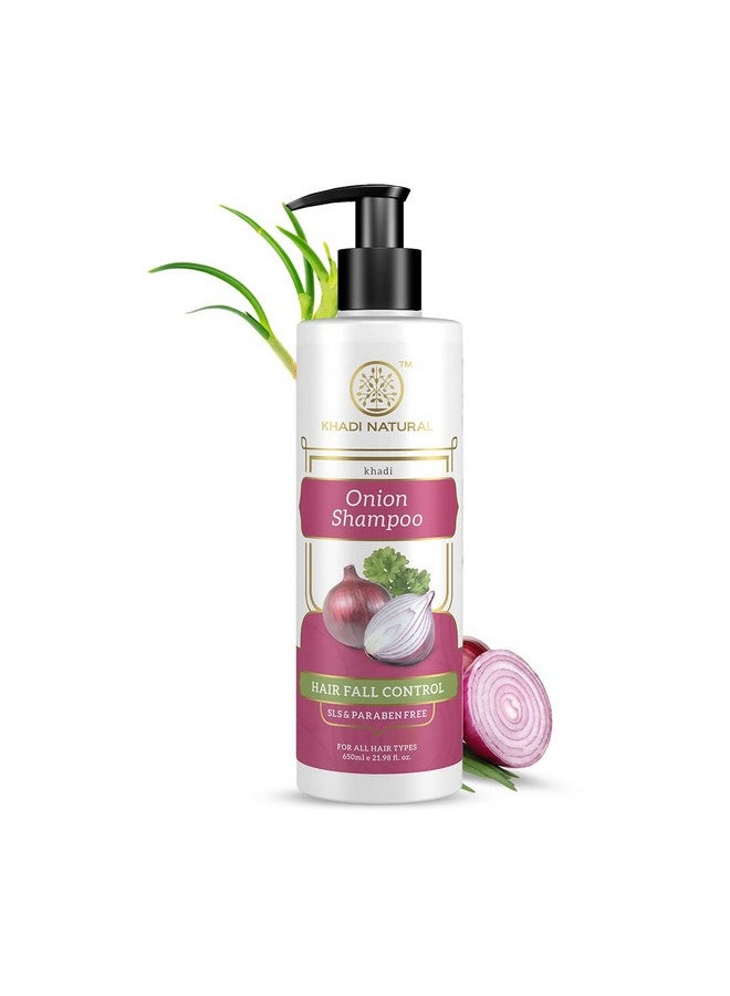 كادي نيتشورال شامبو/منظف البصل الطبيعي من Khadi | خالٍ من كبريتات لوريل الصوديوم والبارابين | تركيبة مغذية لفروة الرأس | يتحكم في قشرة الرأس وتساقط الشعر | خالٍ من البارابين | مناسب لجميع أنواع الشعر | 650 مل - Image 1