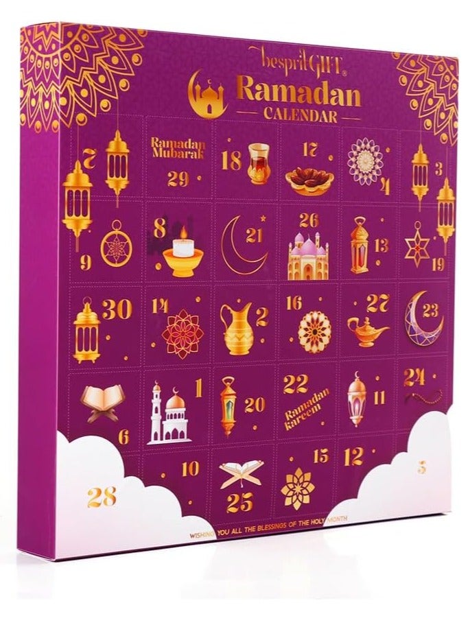 برين جيجلز قهقهات الدماغ تقويم قدوم رمضان للأطفال - 30 لعبة وملاحظات أنشطة للأطفال، تقويم العد التنازلي لعيد مبارك، هدية عيد رمضان للأطفال - أرجواني - Image 1