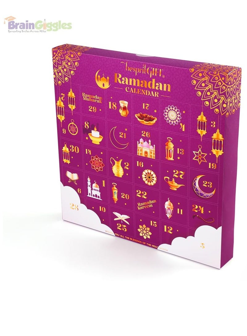 برين جيجلز قهقهات الدماغ تقويم قدوم رمضان للأطفال - 30 لعبة وملاحظات أنشطة للأطفال، تقويم العد التنازلي لعيد مبارك، هدية عيد رمضان للأطفال - أرجواني - Image 3