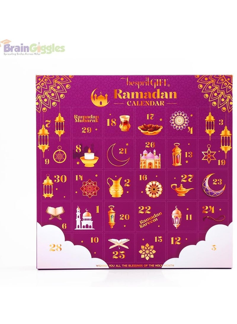 برين جيجلز قهقهات الدماغ تقويم قدوم رمضان للأطفال - 30 لعبة وملاحظات أنشطة للأطفال، تقويم العد التنازلي لعيد مبارك، هدية عيد رمضان للأطفال - أرجواني - Image 2