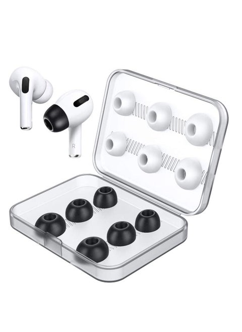 أطراف أذن بديلة لأجهزة AirPods Pro ، وسادات أذن من السيليكون الأبيض والأسود من الإسفنج الميموري مع صندوق تخزين محمول ، تناسب حقيبة الشحن ، ومضادة للانزلاق وتقليل الضوضاء داخل الأذن S / M / L