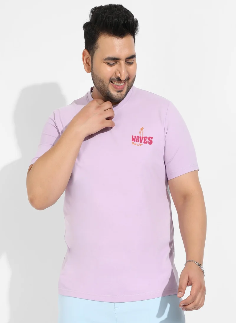 Instafab Plus Men's Lilac Basic Regular Fit T-Shirt