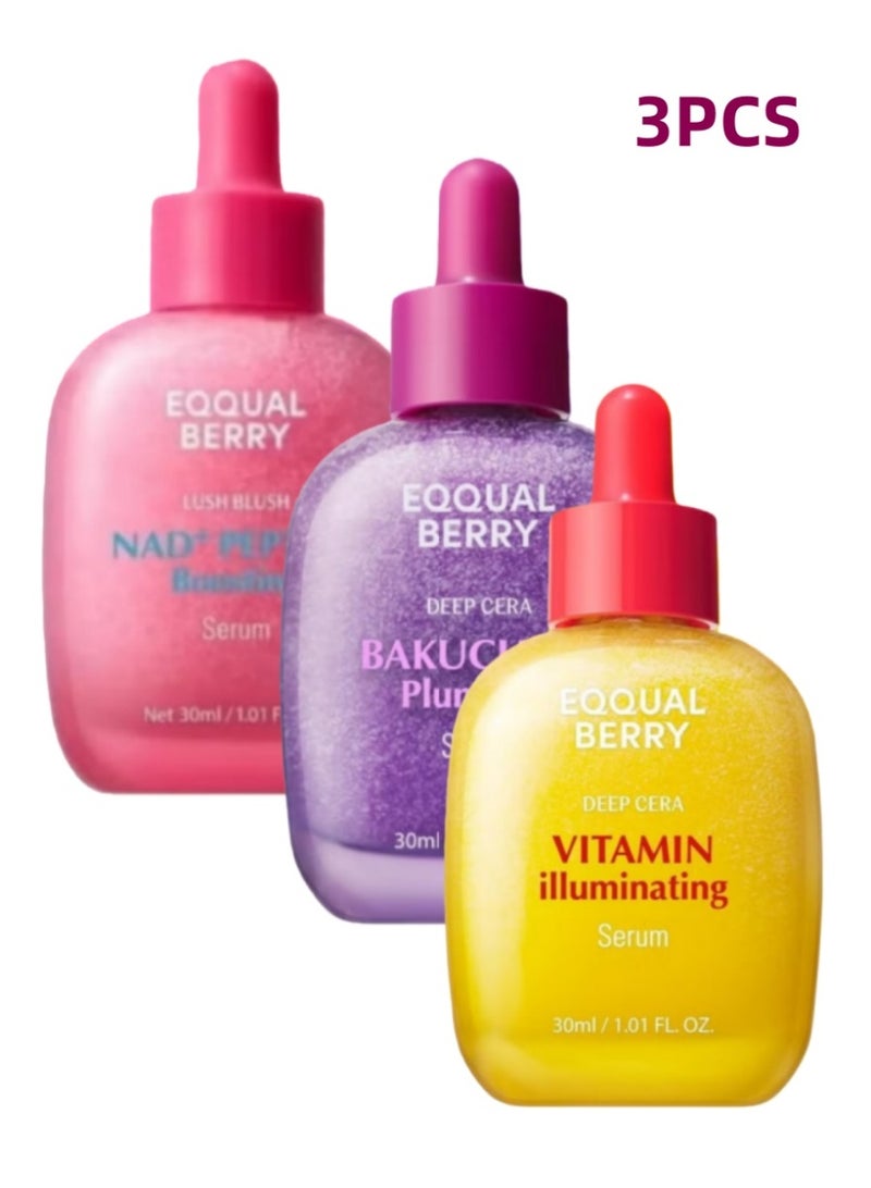 إيكوالبيري مجموعة سيرومات كورية 3 في 1 لمكافحة الشيخوخة – سيروم NAD+ Peptide لشد البشرة، سيروم Bakuchiol لامتلاء البشرة، وسيروم فيتامين C للتفتيح – ترطيب ثلاثي وتألق مع السيراميد ومضادات الأكسدة (3×30 مل) - Image 1