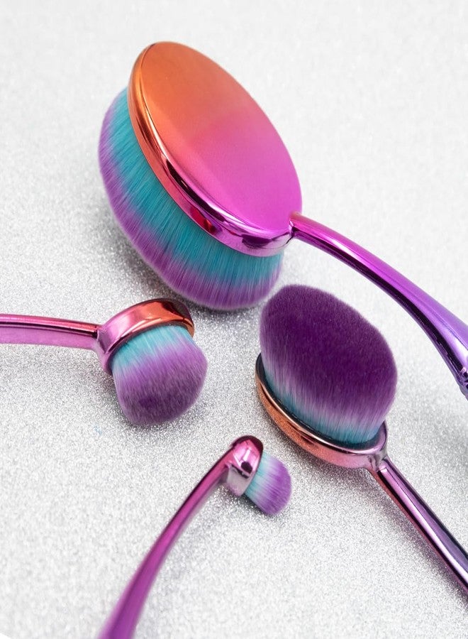 مودا مجموعة فرش مكياج الوجه من مودا بريزماتيك، 4 قطع - فرش بيضاوية مثالية لكريم الأساس، وتحديد ملامح الوجه، وإبرازها، بشعيرات نباتية ناعمة. - Image 3