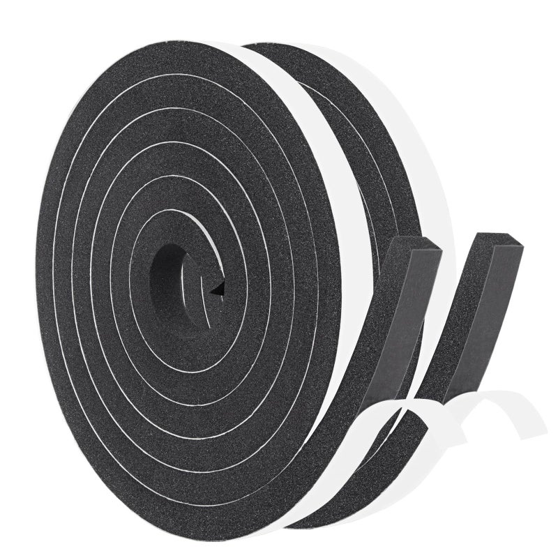 Yotache Foam Seal Tape 12 x38 Self Adhesive Weather Stripping Insulation Foam Neoprene Weather Stripping 2 Rolls x 65 Feet Each Total 13 Feet Long