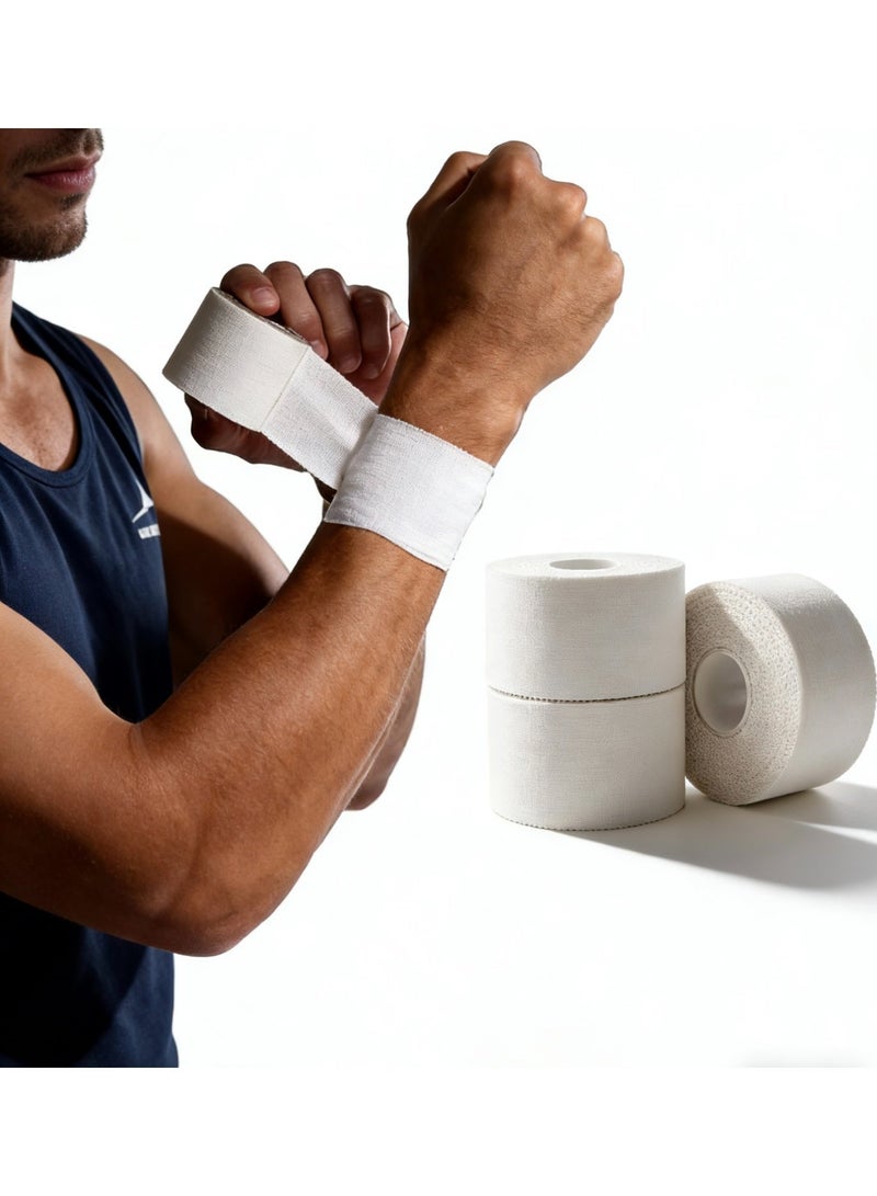 XUN 3-Roll Zinc Oxide Tape, Breathable Wrist Finger Strapping Tape Cohesive Bandage Flexible- 2.5cm X 10m - Image 1