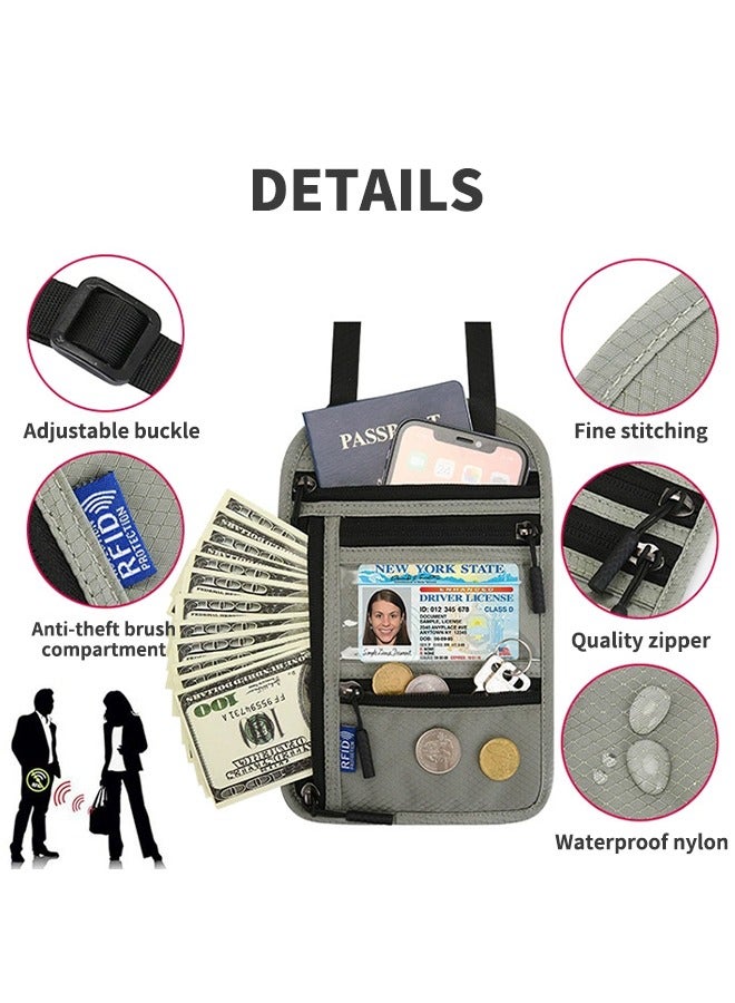 Travel Neck Wallet with Wristlet, RFID Blocking Passport Holder, Security Lightweight Passport Travel Wallet, Neck Pouch Premium Wallets - Image 3