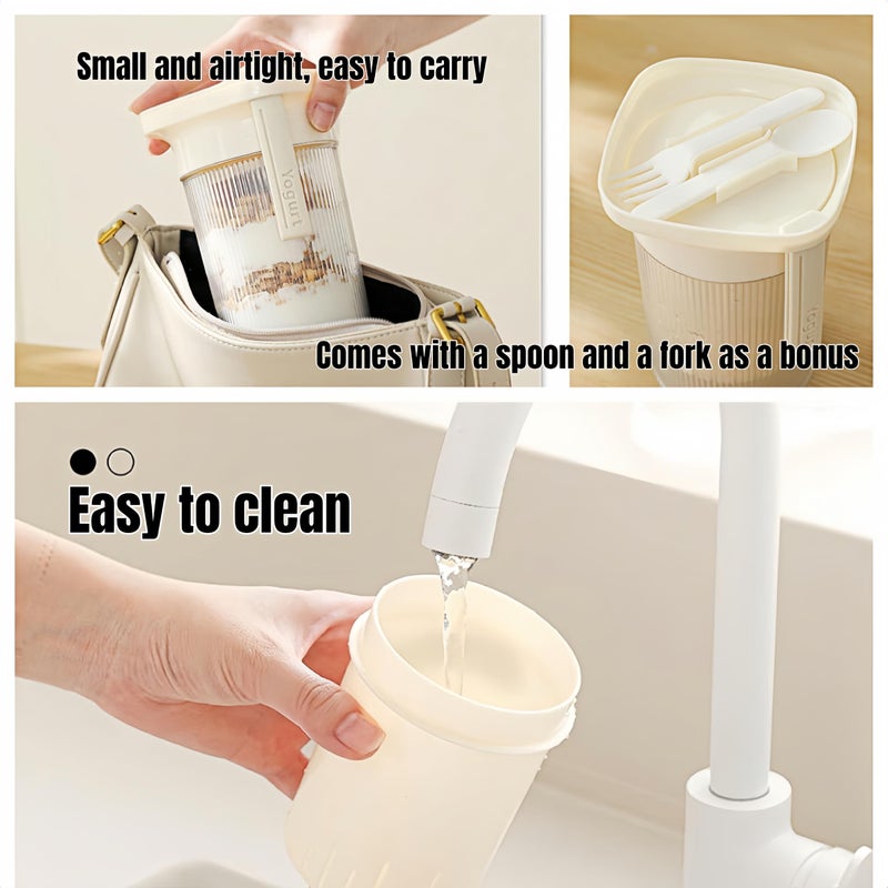 FindXeink 0.95 Quartï¼ˆ900MLï¼‰Portable Yogurt Strainer Cup, Compact Greek Yogurt Filter with Whey Separator for Cheese & Soy Milk, Leak-Proof & Easy to Carry Yogurt Maker (White) - Image 4