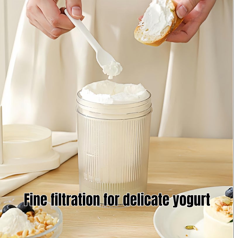 FindXeink 0.95 Quartï¼ˆ900MLï¼‰Portable Yogurt Strainer Cup, Compact Greek Yogurt Filter with Whey Separator for Cheese & Soy Milk, Leak-Proof & Easy to Carry Yogurt Maker (White) - Image 5