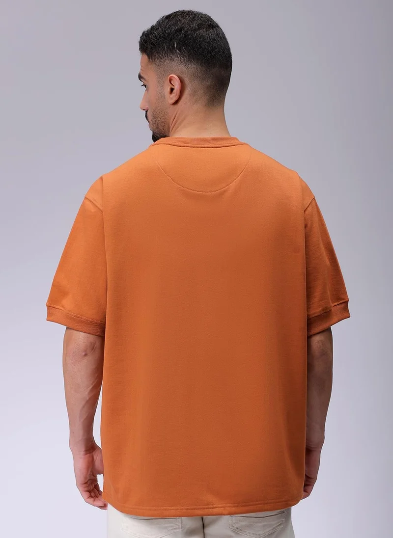 The Indian Garage Co Men Oversized Solid Crew Neck Overhead Sweatshirt