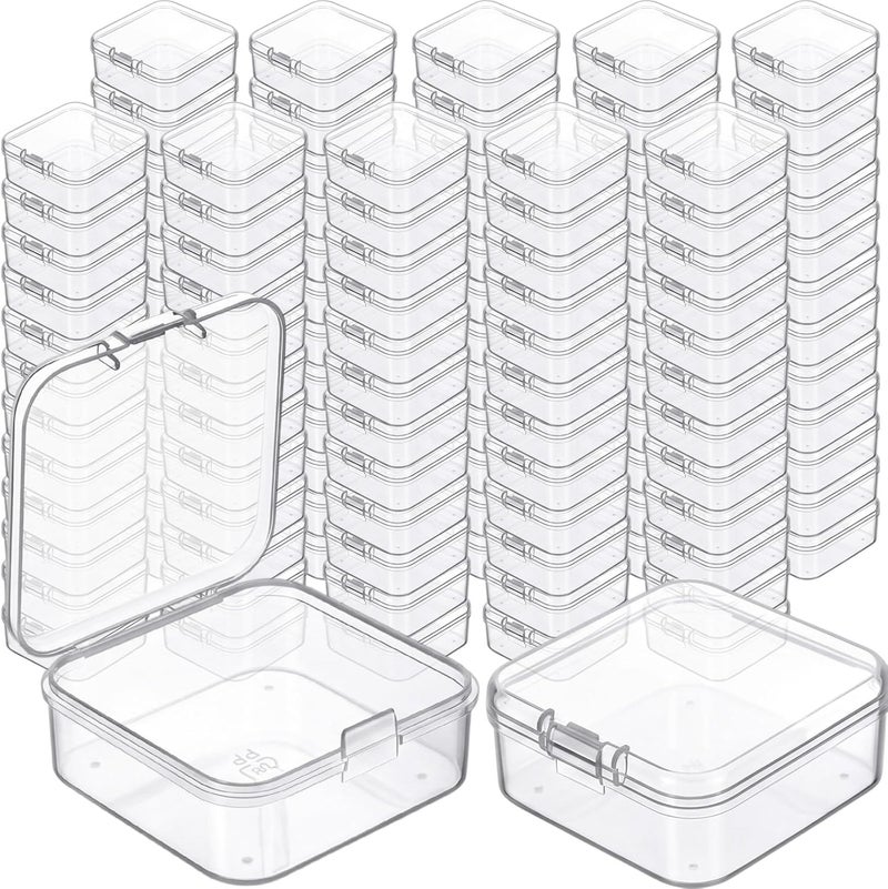 Jetec 120 Pieces Mini Plastic Clear Beads Storage Containers Box for Collecting Small Items, Beads, Jewelry, Business Cards, Game Pieces, Crafts (1.7 x 1.7 x 0.8 Inch) - Image 1