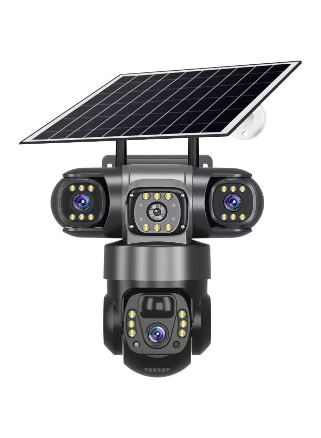 TIGER WiFi Solar Security Camera 4 Lens PTZ Outdoor CCTV Surveillance Camera, 360° Pan Tilt, 1080P HD, AI Human & PIR Motion Detection, Full Color Night Vision, Two-Way Audio, IP66 Waterproof, Remote App Viewing, Rechargeable Battery, Solar Powered Wireless Home Security Camera - Image 1