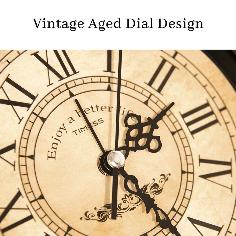 TIMESS Vintage Analog Alarm Clock, 4.3" Silent Non-Ticking Quartz Desk Clock with Roman Numerals, Battery Operated Table Clock for Bedroom, Living Room, Office, or Gift (White) - Image 5