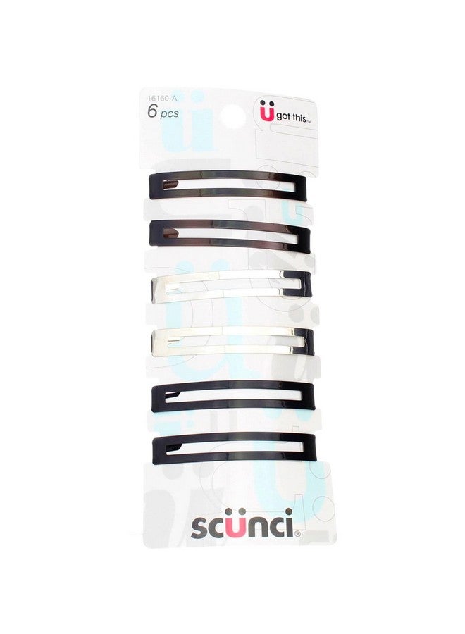Scunci Effortless Beauty - Open Center Metal Barrettes, Assorted Colors (6 Count) - Image 1