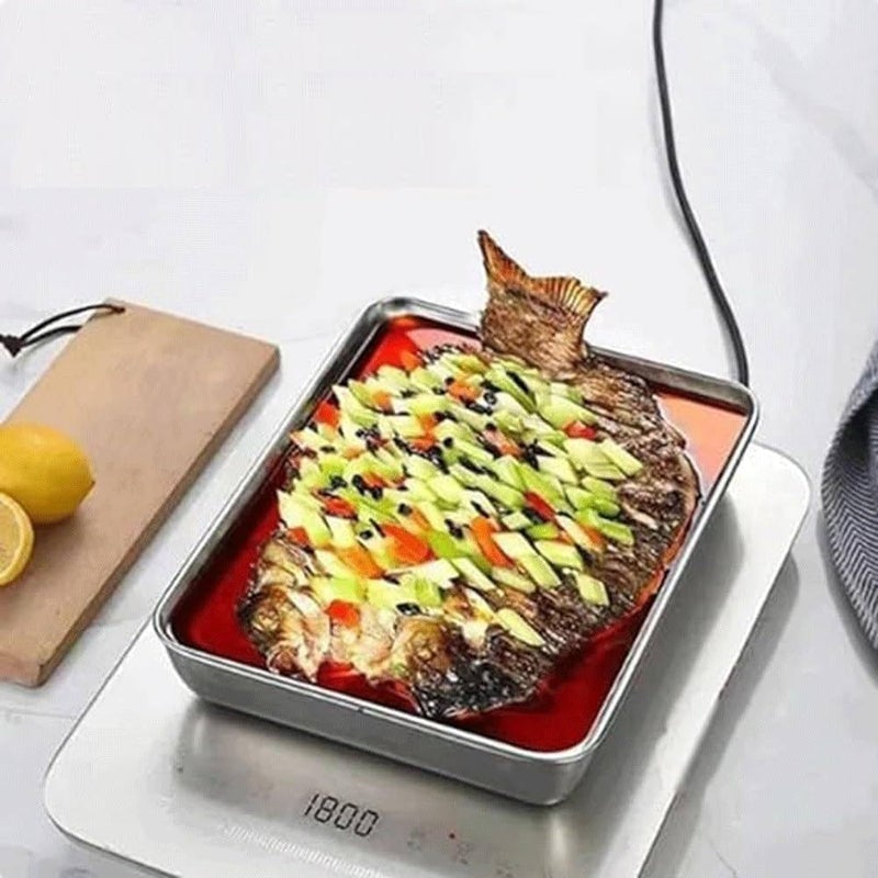 ABUDIT Square Plate with Lid-Japanese-Style Stainless Steel Tray, Stainless Steel Food Grade Baking Plate Sheet Food Plate Cake Brownie Pan Oven Microwave Dishwasher Safe[ (Pack of 3) (3) - Image 3