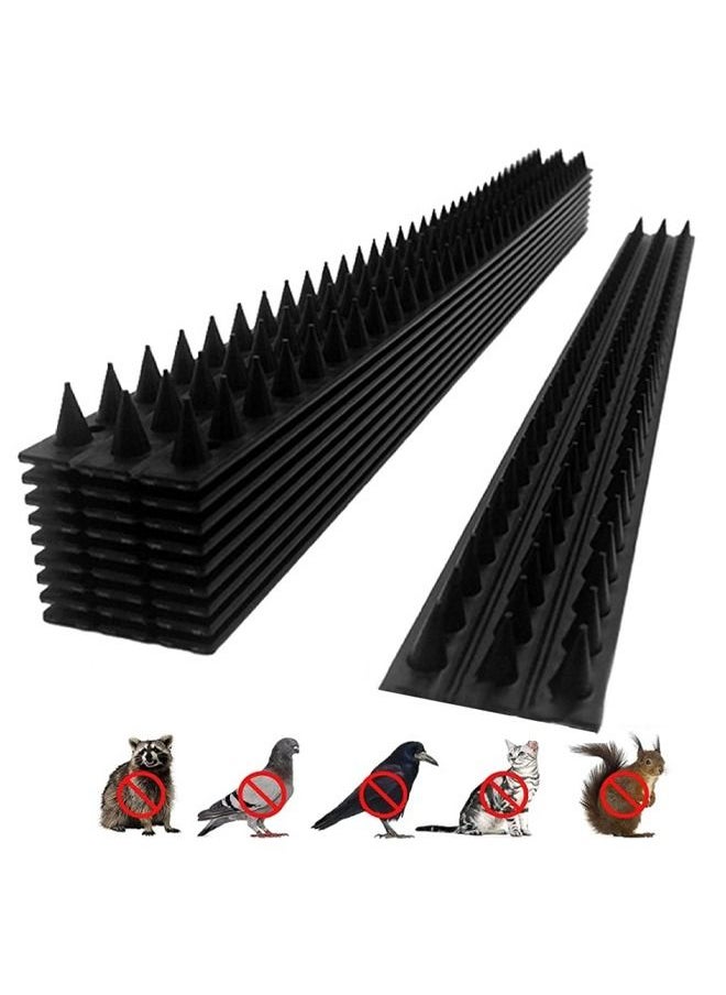 Generic - Bird Spikes 10 Pack Bird Deterrent Spikes for Small Birds Squirrel Crow Bird Defender Spikes for Outside to Keep Birds Away Plastic Fence Spikes for Roof and Railing Black - Image 1