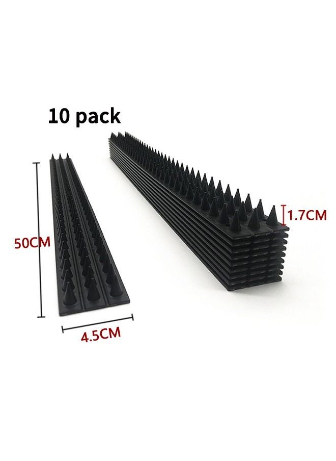 Generic - Bird Spikes 10 Pack Bird Deterrent Spikes for Small Birds Squirrel Crow Bird Defender Spikes for Outside to Keep Birds Away Plastic Fence Spikes for Roof and Railing Black - Image 1