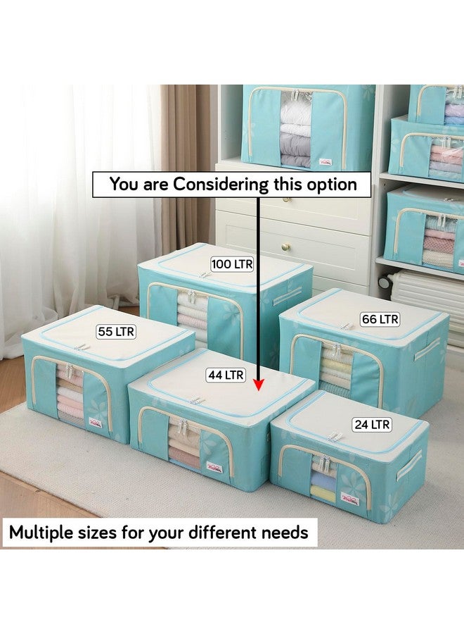 BlushBees Living Box - Foldable Storage Boxes for Clothes, Saree Cover Bags - 44 Litre, Pack of 4, Blue (AR-2085) - Image 3