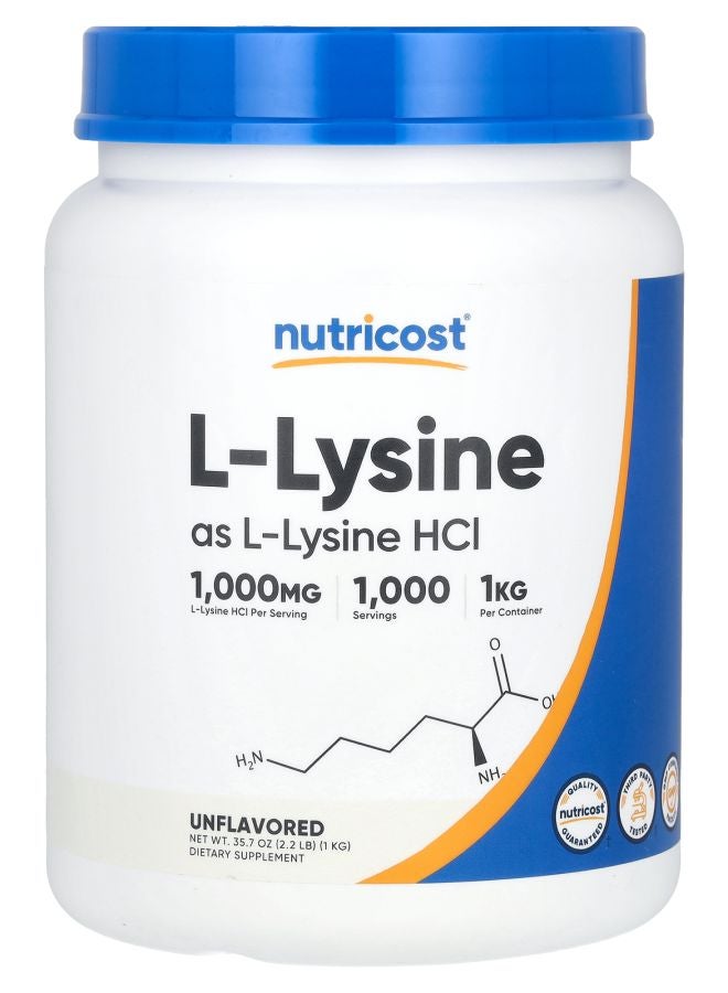 Nutricost L-Lysine Unflavored 35.7 oz (1 kg) - Image 1