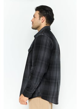 Burnside Men Regular Fit Plaid Long Sleeve Casual Shirt, Black  - Image 3